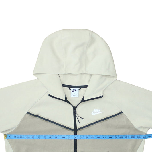 Nike Womens Beige Full Zip Hoodie L Cotton Blend Sportswear