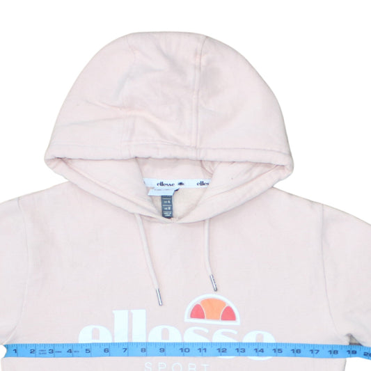 Ellesse Women's Pink Pullover Hoodie UK 8 Cotton Blend Logo Sportwear