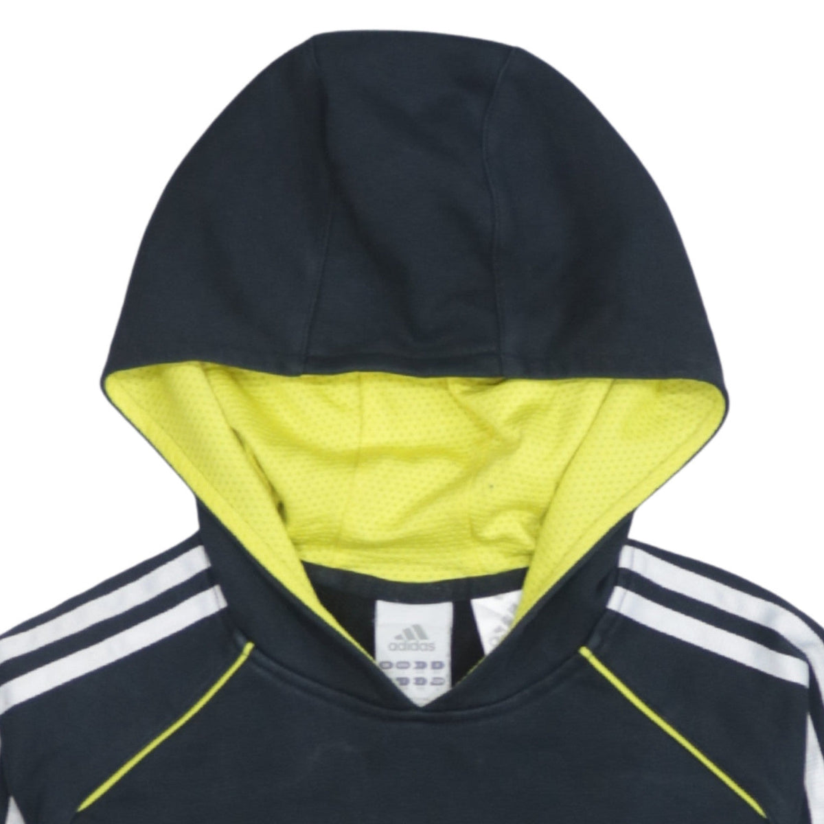 Additional view of Adidas boys’ black pullover hoodie, size 11-12, years logo striped design