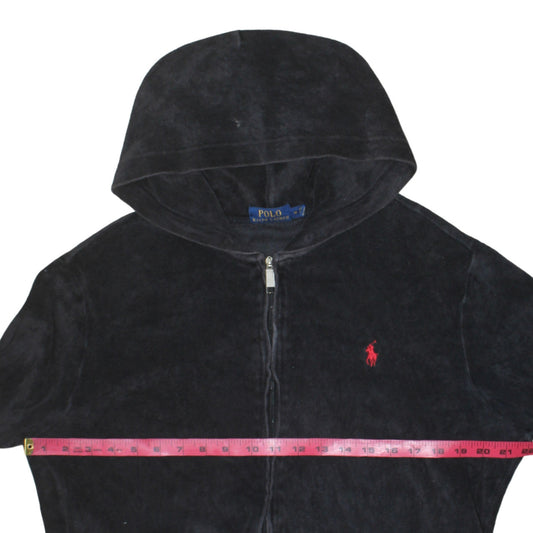 Ralph Lauren Men's Black Full Zip Velour Hoodie Medium