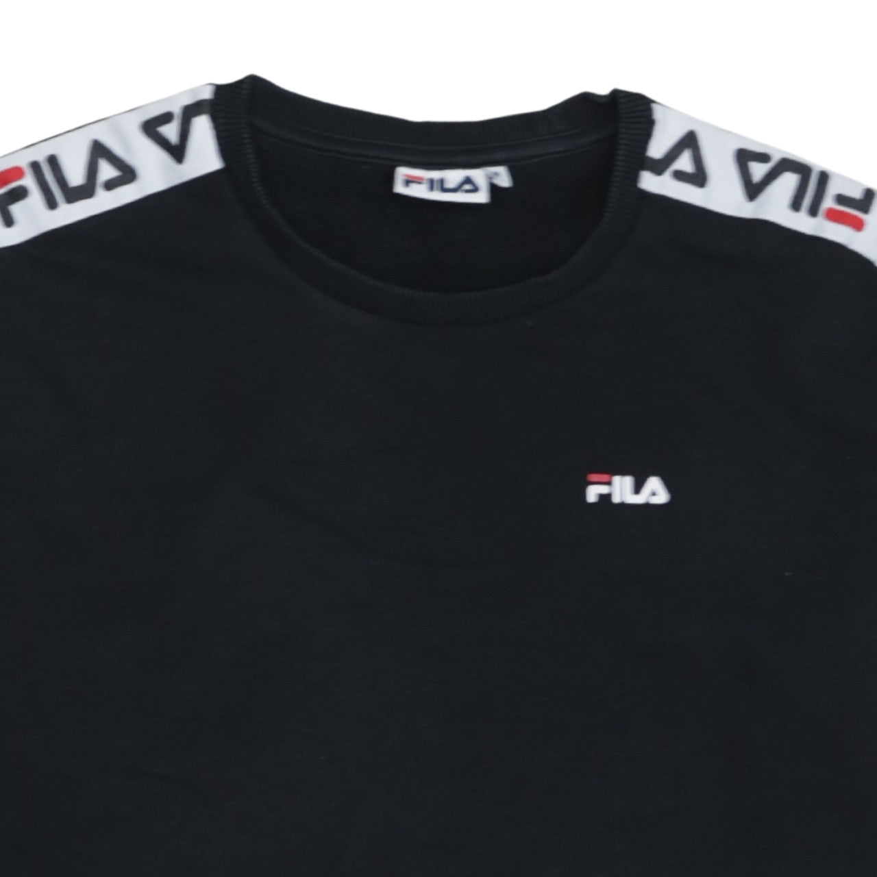 Additional view of Fila women’s black logo tape crew neck sweatshirt, size M