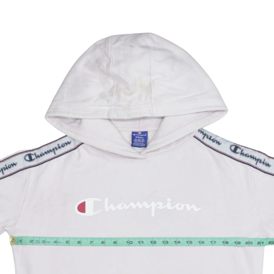 Champion Womens White Small Pullover Logo Hoodie 100% Cotton