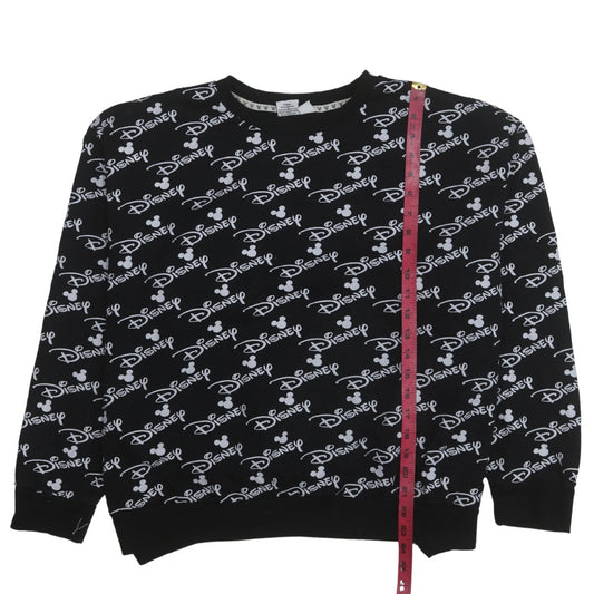 Disney Womens Black Sweatshirt Mickey Logo Print Size M