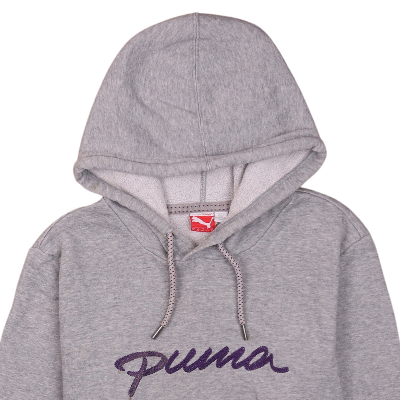 Puma Women Grey Hooded Pullover Sweatshirt UK 16 Embroidered Logo