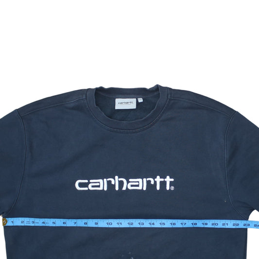 Carhartt Men Blue L Pullover Logo Sweatshirt Crew Neck