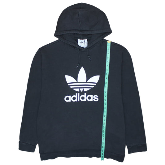 Adidas Mens Black 2XL Pullover Hoodie Trefoil Logo Fleece Sweatshirt