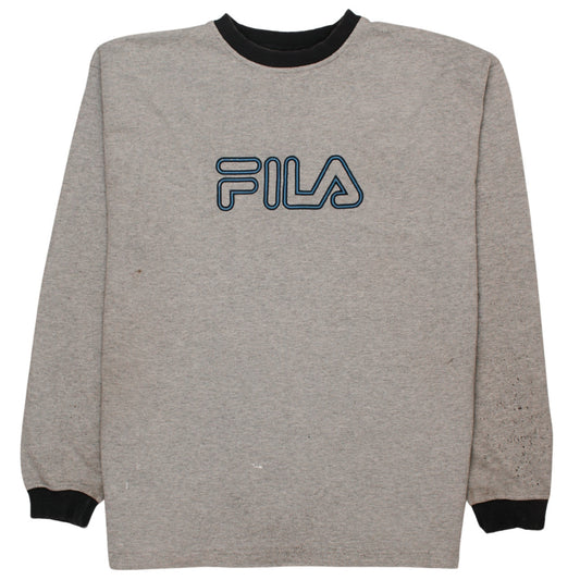 Fila Men's Grey 2XL Pullover Crew Neck Logo Sweatshirt