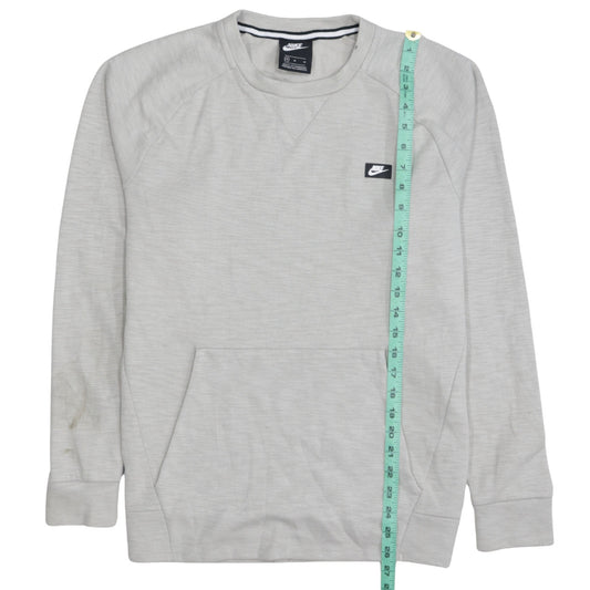 Nike Men Grey Crew Neck Pullover Sweatshirt Medium