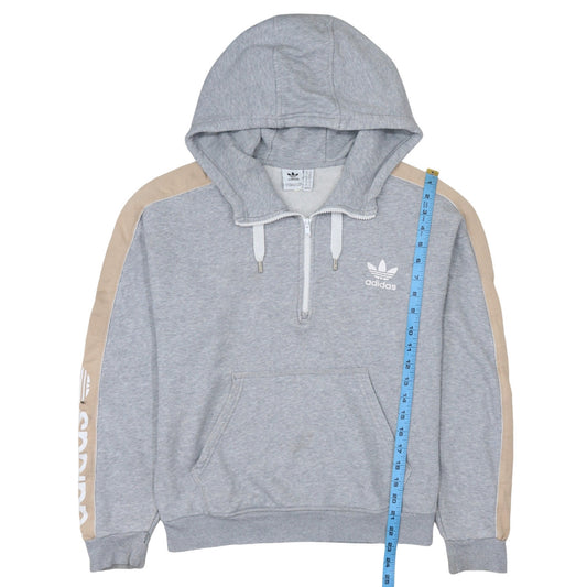 Adidas Women’s Grey Beige 1/4 Zip Hooded Sweatshirt Size 14