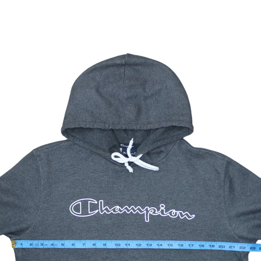 Champion Men's Grey Pullover Hoodie Size L Graphic Logo Sportswear