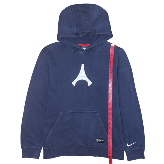 Nike Boys Blue Pullover Hoodie 13-15 Years PSG Logo Fleece Sweatshirt