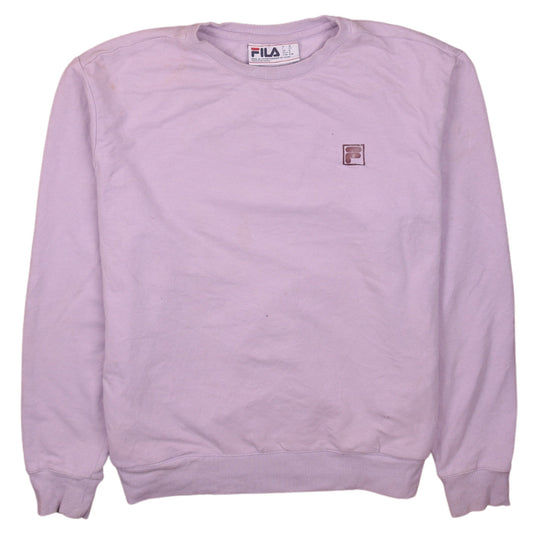 Fila Women Pink Pullover Sweatshirt M Crew Neck Cotton Logo