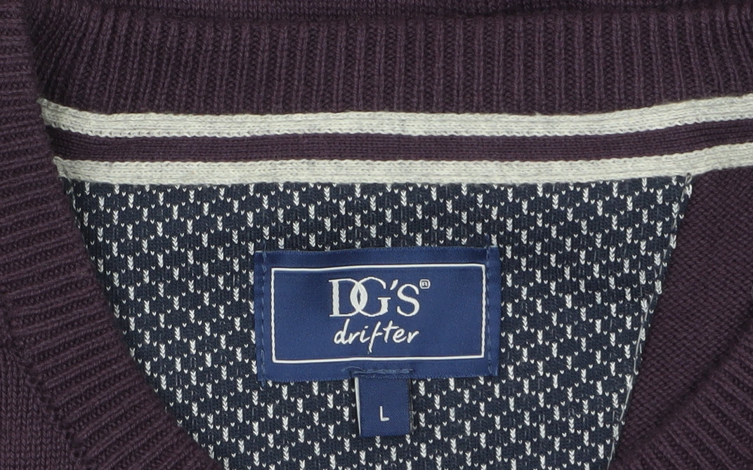 DG'S Drifter Men's Purple Cotton Acrylic Crew Neck Jumper L
