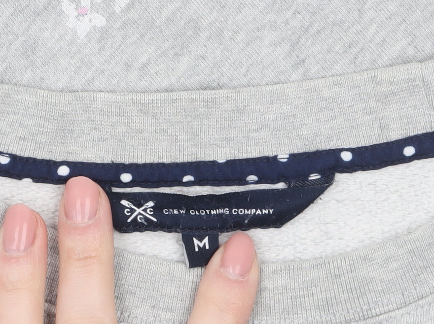 Crew Clothing Women Grey Floral Pullover Sweatshirt Size M Cotton Blend
