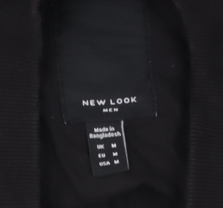 New Look Men’s Black Bomber Jacket Size M Cotton Zip Casual