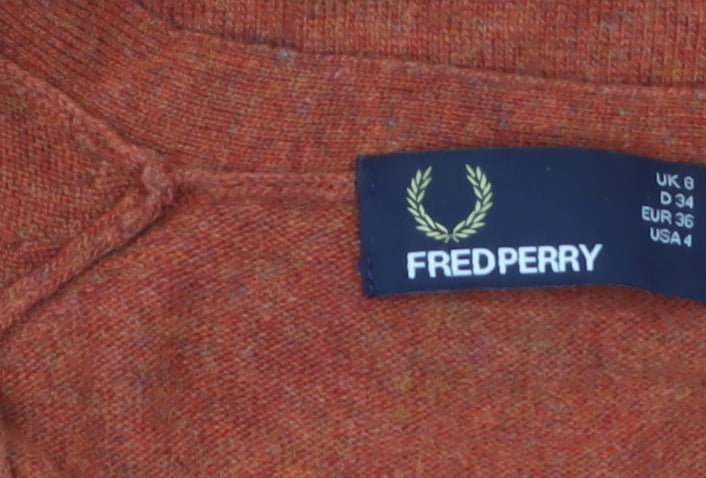 Fred Perry Women's Brown V-Neck Button Cardigan Size 6