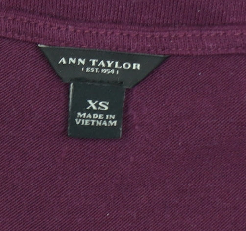 Ann Taylor Women’s Purple Wrap Blouse XS 3/4 Sleeve V-Neck Top