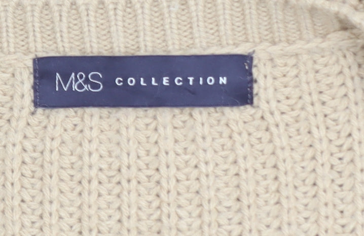 Marks and Spencer Women’s Beige Full Zip Chunky Knit Jumper Size 12