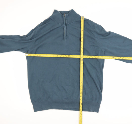 Timberland Men's Blue XL 1/2 Zip Cotton Sweatshirt