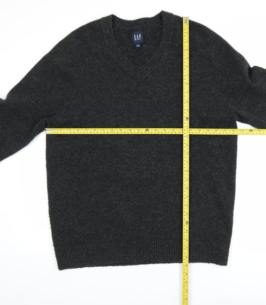 GAP Men’s Grey Wool Blend V-Neck Pullover Jumper Size L