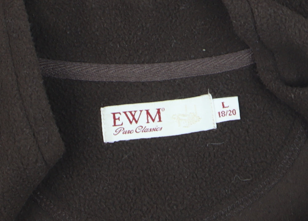 EWM Men Brown Fleece Full Zip Jacket L Regular Fit Outdoor