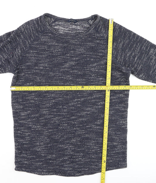 Jack & Jones Men’s Blue Knit Cotton Blend Crew Neck Jumper Size L