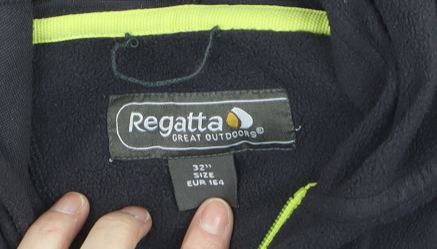 Additional view of Regatta boys’ black fleece hooded full zip outdoor jacket, size 158, regular fit