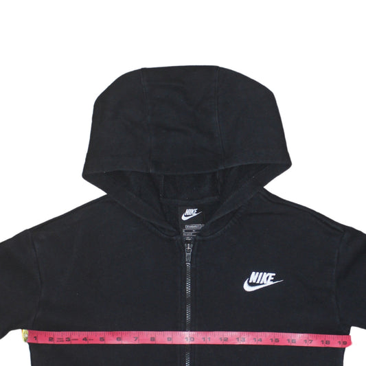 Nike Boys Black Full Zip Hoodie XL 156-166cm Cotton Blend Standard Fit