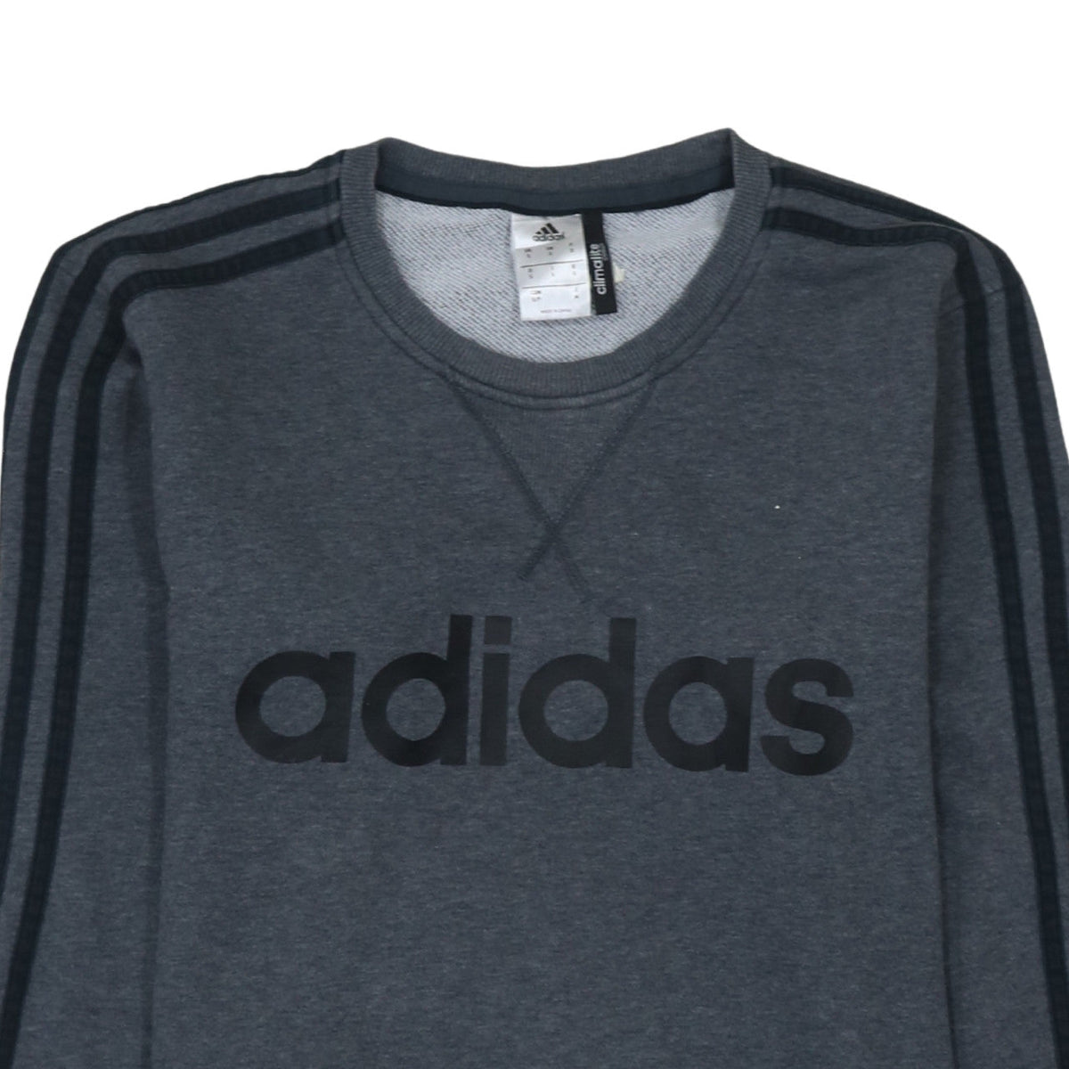Additional view of Adidas Men's Grey Logo Crew Neck Pullover Sweatshirt, size S