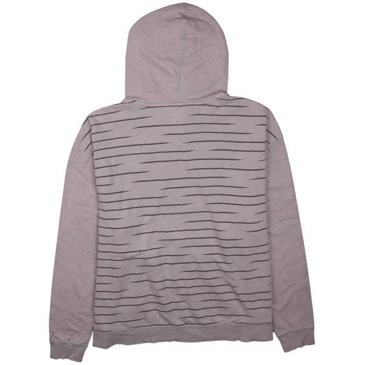 Champion Men Beige Striped Pullover Hoodie XL Fleece Cotton Blend