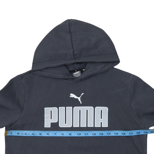 Puma Boys Navy Blue Pullover Hoodie 15-16 Years Logo Print Cotton Blend