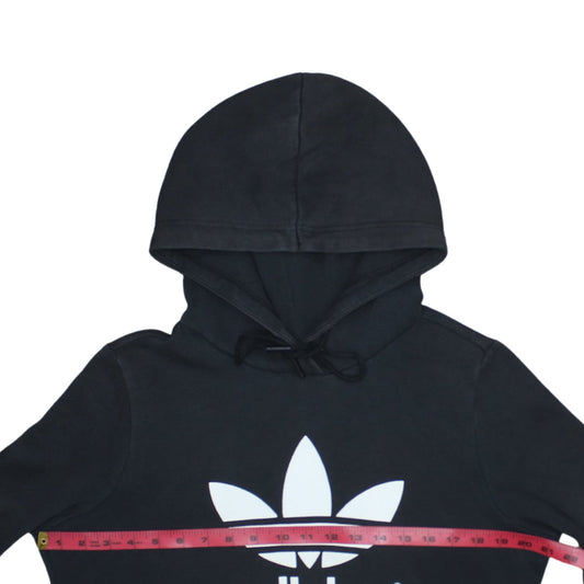 Adidas Womens Black Pullover Hoodie Size 12 Logo Print Sweatshirt