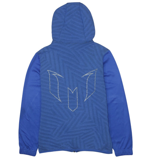 Adidas Boys Blue Full Zip Messi Hoodie Size 13-14 Years with Logo Print