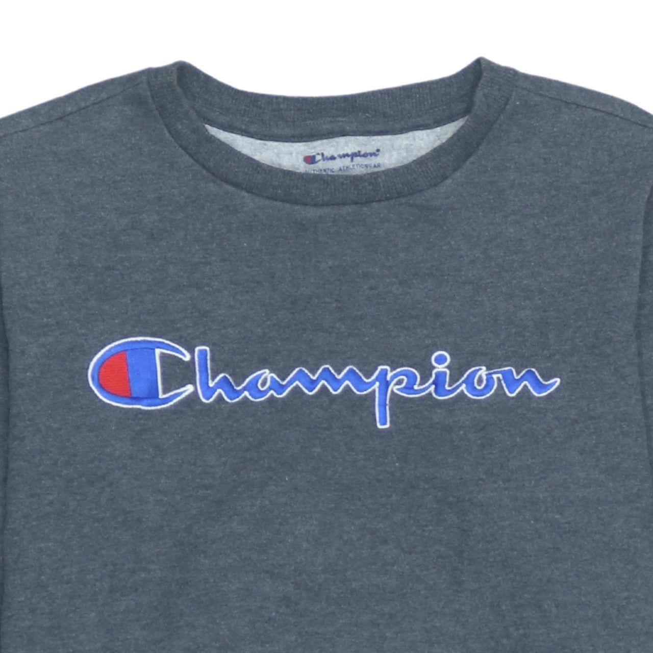 Additional view of Champion boys’ grey crew neck pullover sweatshirt, size L
