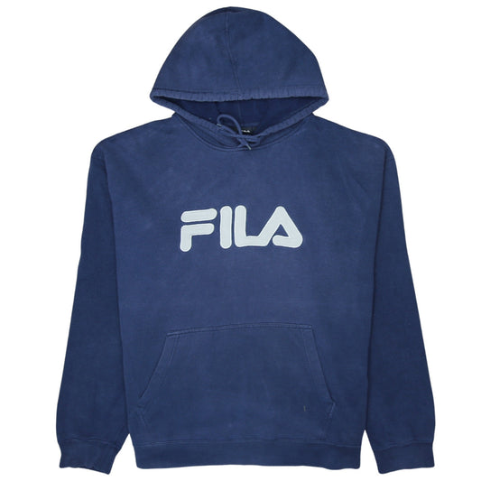 Fila Mens Blue Pullover Hoodie XL Logo Sports Sweatshirt