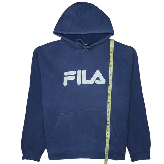 Fila Mens Blue Pullover Hoodie XL Logo Sports Sweatshirt