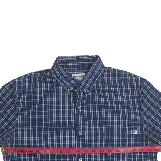 Timberland Men's Blue Check Long Sleeve Button-Up Shirt L