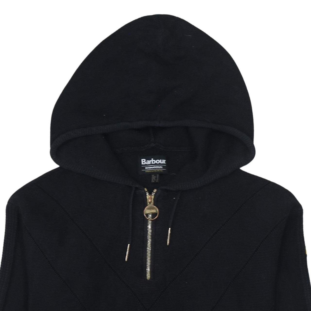 Barbour International Black Cotton Hooded Half Zip Men's Jumper S