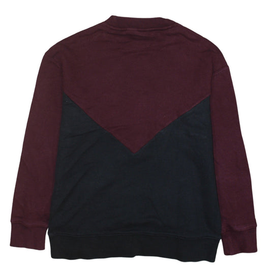 Adidas Women Burgundy Black Colourblock Logo Sweatshirt Size 4
