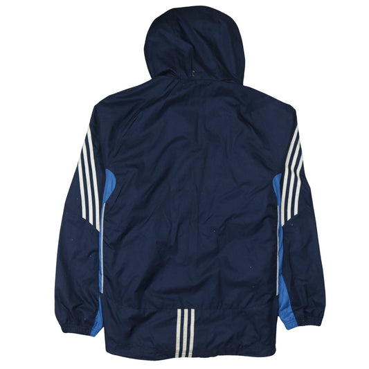 Adidas Men's Blue Hooded Windbreaker Jacket Size 11 Regular