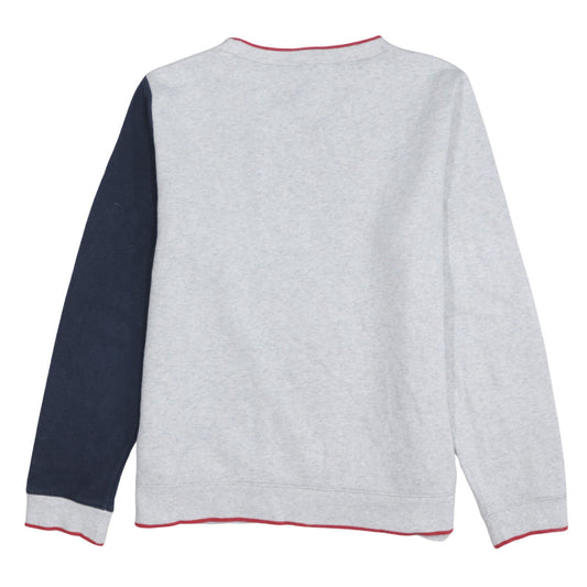 Tommy Hilfiger Men's Grey Navy Logo Crew Neck Sweatshirt M