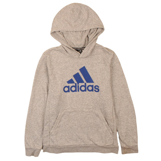 Adidas Boys Grey Pullover Hoodie 13-14 Years Logo Print Sportswear