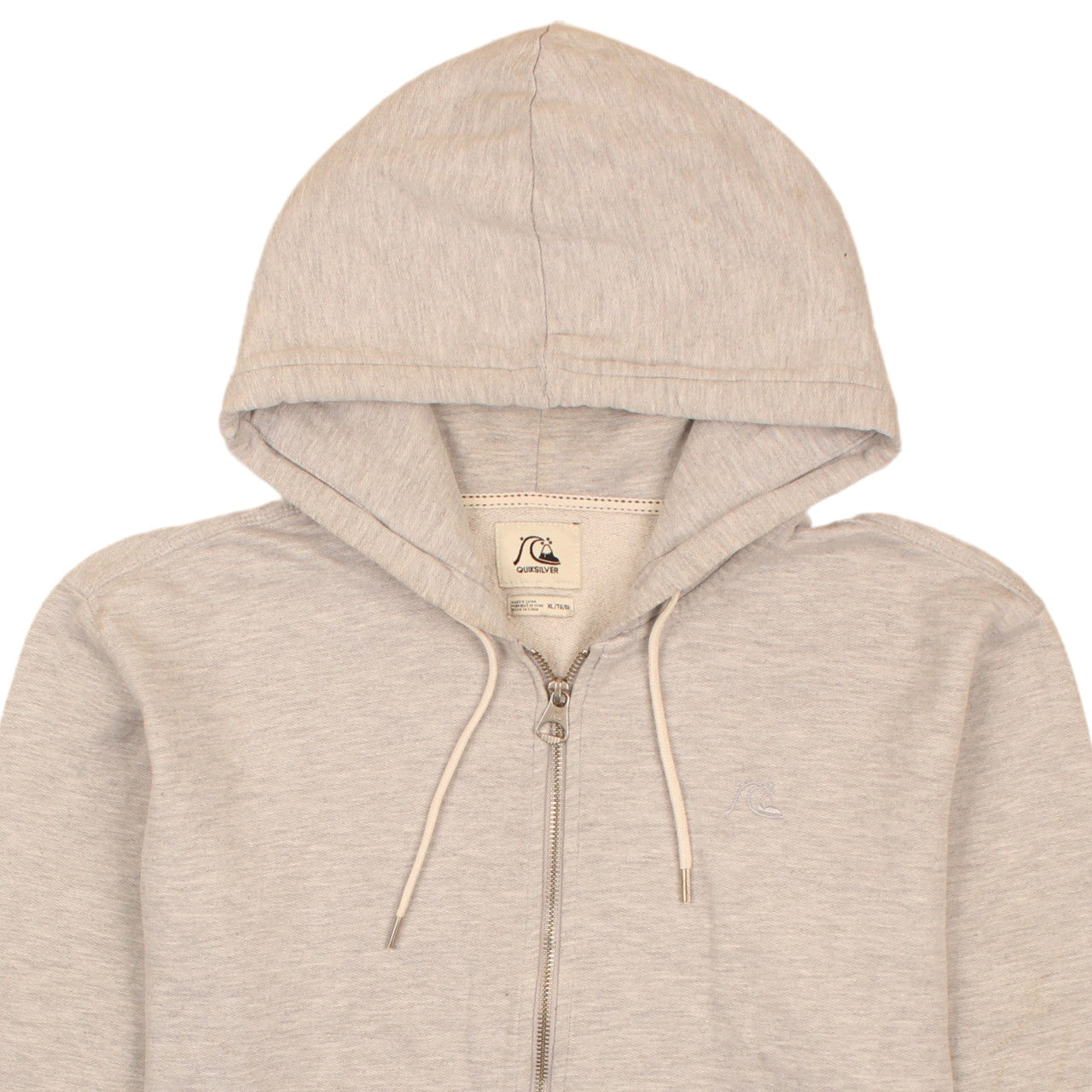 Quiksilver Mens Beige XL Full Zip Hoodie Cotton Blend