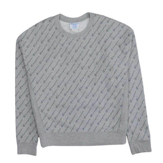 Champion Men's Grey Reverse Weave Logo Pullover Sweatshirt Size L