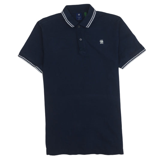 G-Star RAW Men's Blue Dunda Slim Stripe Polo Shirt Size M