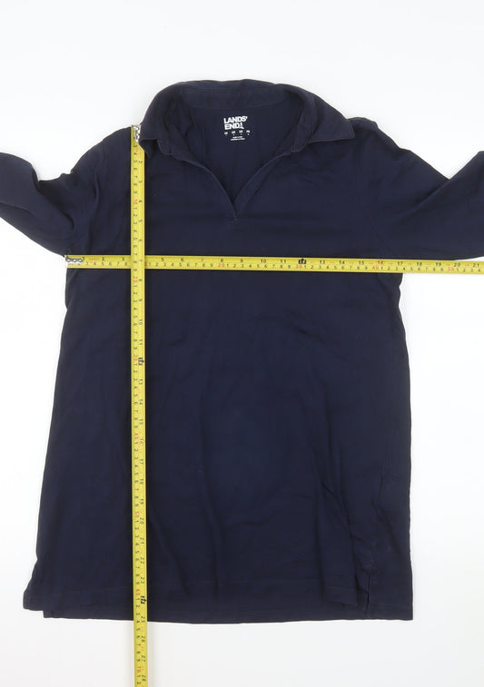 Lands' End Women's Blue Cotton Long Sleeve Tunic Blouse Size S