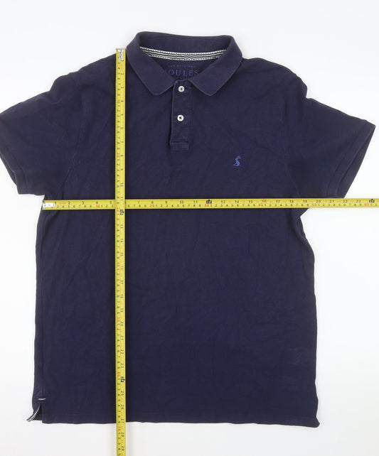 Joules Men's Blue Cotton Polo Shirt Size L Regular Fit