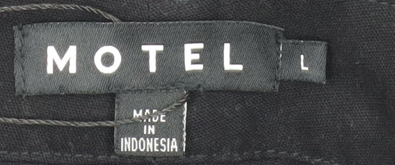 Motel Women Black Cargo Midi Skirt Size L Cotton Twill