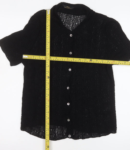 Marks and Spencer Women’s Black Viscose Knit Button-Up Top Size 12