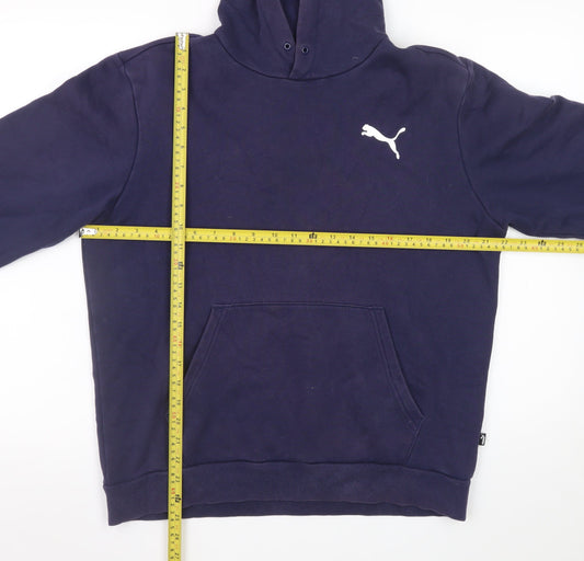 Puma Men’s Blue Pullover Hoodie M Regular Fit Fleece Sweatshirt